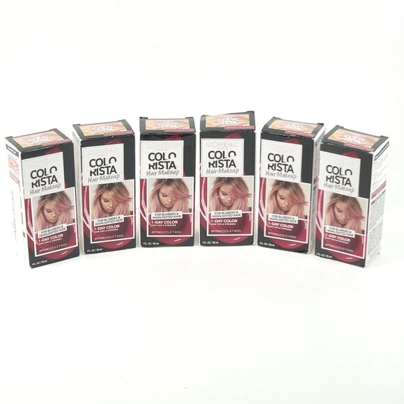 Loreal Colorista One Day Hair Makeup Pink Violet 400 Temporary Dye Lot of 6 New - Picture 1 of 6